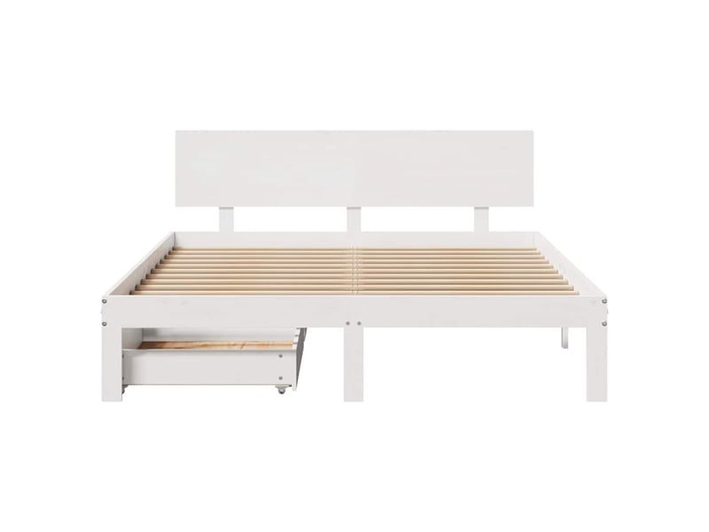  Lit double- lit adulte -  cadre de lit avec tiroirs sans matelas blanc 150x200 cm  - Conforama C