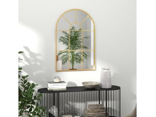 Miroir arrondi(e) à fixer coloris doré <strong>MIVRAY </strong> <strong></strong> - 91 cm x 60 cm