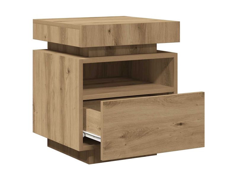 Lot de 2 tables de chevet - cabinet de chevet - table de nuit avec lumières led chêne artisanal - Conforama D