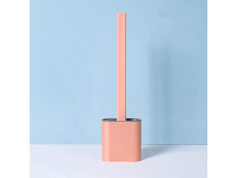  Brosse wc anti-fuite avec base en silicone, tête plate, poils souples et flexibles, avec support à séchage rapide (rose)  - Conforama E