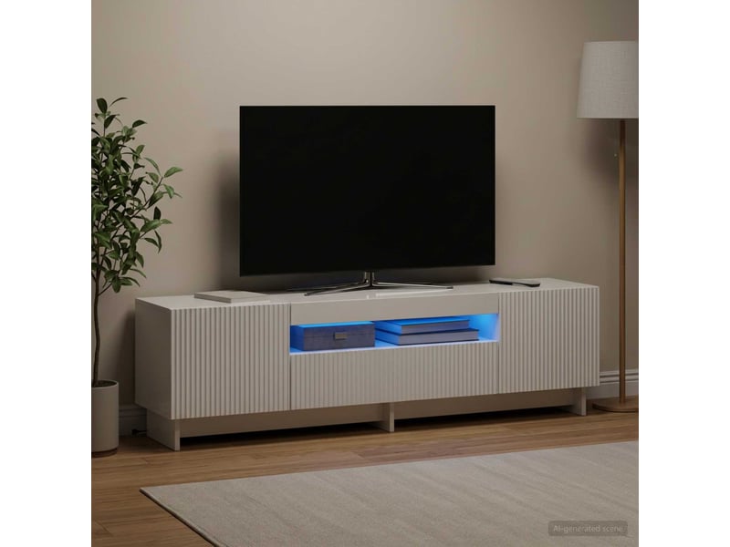  Meuble tv - banc tv - meuble de rangement led blanc brillant bois d'ingénierie  - Conforama B