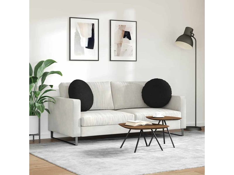 Lot de 2 coussins de siège, coussins décoratifs tissu noir ø50 x 19 cm cf59850 - Conforama D