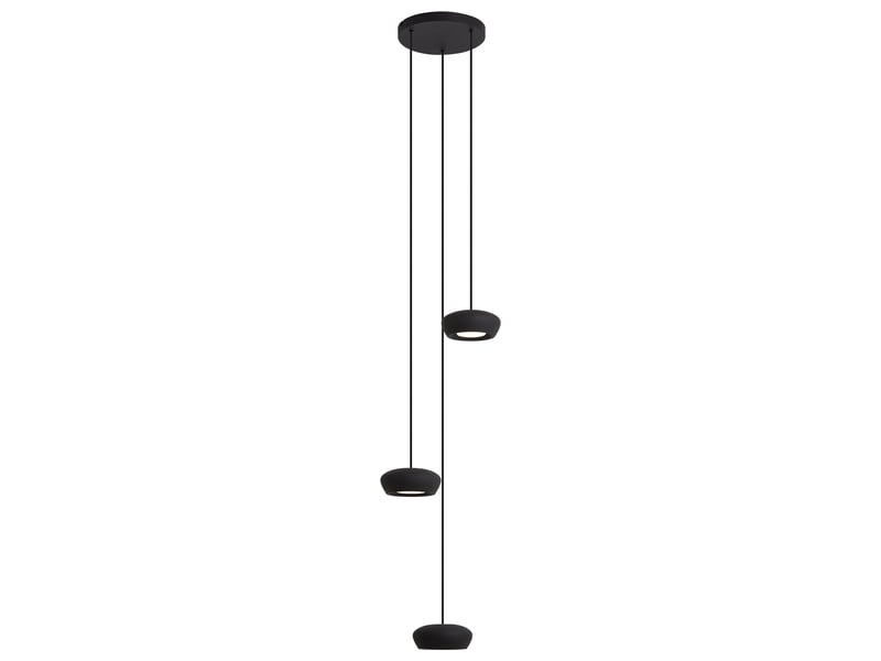  Moderne hanglamp zwart met ronde kap 3-lichts - concerto  - Conforama A