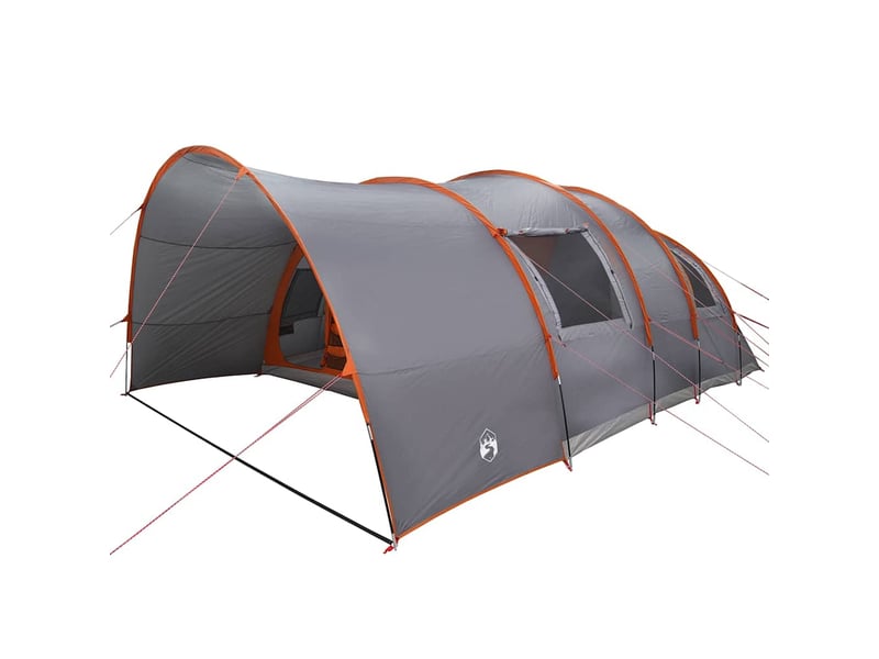 Tente tunnel, tente de camping 8-personnes 8 personne gris et orange - Conforama A