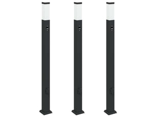 Lot de 3 borne lumineuse avec détecteur et prise 110 cm noir ip44