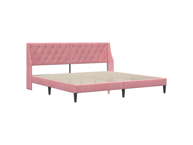  Lit double- lit adulte -  cadre de lit avec tête de lit rose 200 x 200 cm velours  - Conforama B