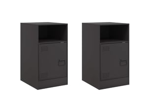 Lot de 2 tables de chevet - cabinet de chevet - table de nuit noir 34,5x39x62 cm acier