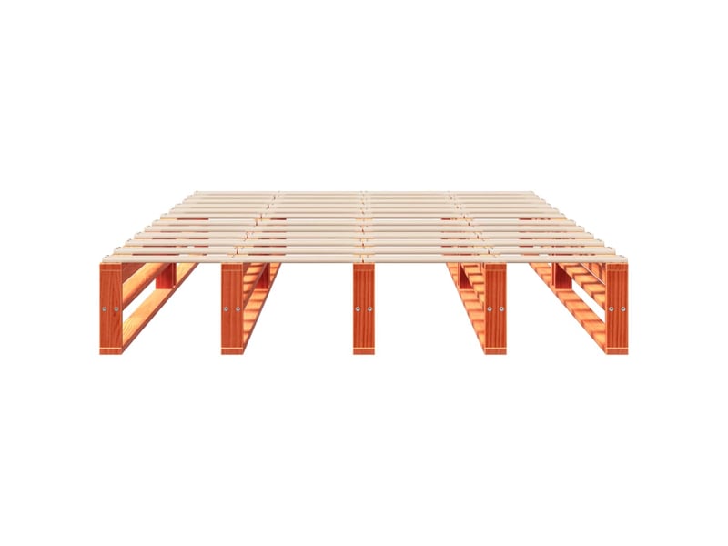  Lit double- lit adulte -  cadre de lit sans matelas  marron 140x200cm bois pin massif  - Conforama C