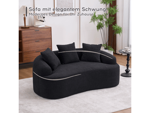 Canapé droit compressé fixe <strong>MAISENTIEL</strong> <strong></strong> 2 places Tissu noir