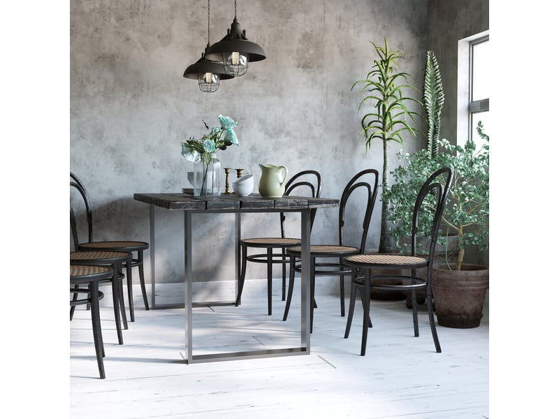 Lot de 2 pieds rectangulaires en acier noir pour table - design contemporain - hauteur 72 cm - Conforama D