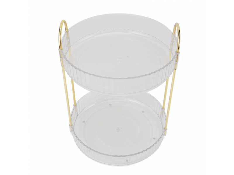 Organiseur de maquillage à 2 niveaux, rotation à 360 degrés, gain de place, organiseur de comptoir pour cosmétiques pour chambre, salle de bai - Conforama A