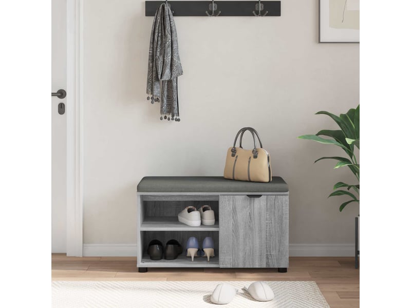  Banc d'entrée, banc interieur avec coussin gris sonoma 80x38x46 cm shl58542  - Conforama D