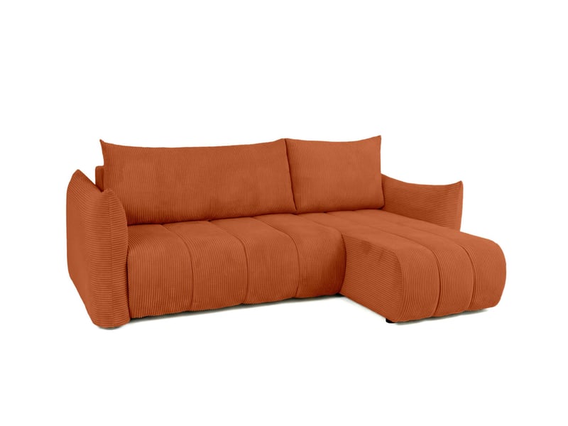  Canapé d'angle lysia mini réversible et convertible en velours côtelé - terracotta LYSIA - Conforama E