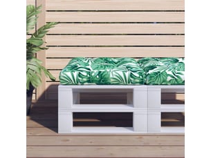 Coussin de palette, coussin de chaise, coussin de canapé motif de feuilles 58x58x10 cm tissu cf55387