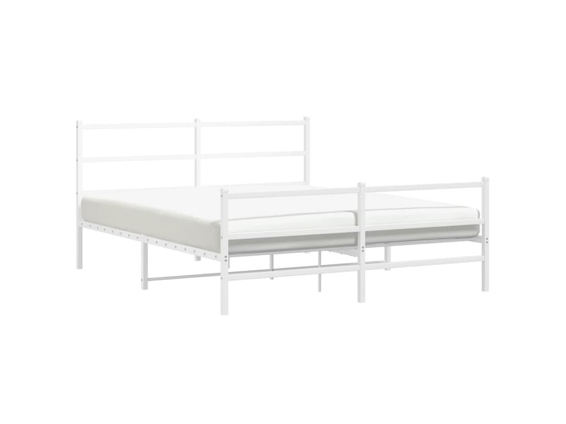  Lit double- lit adulte -  cadre de lit métal sans matelas et pied de lit blanc 150x200 cm  - Conforama C