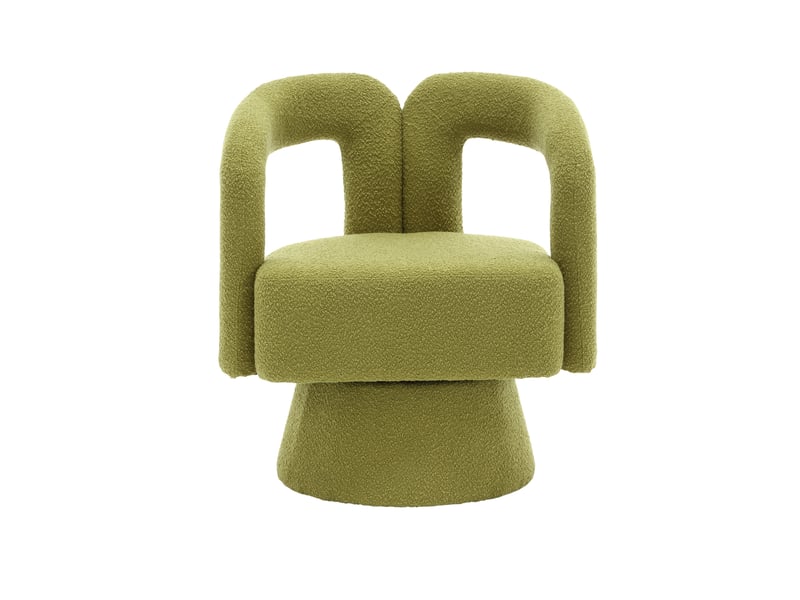  Fauteuil tournant 360° 67x55x74 cm, coussin confortable, vert, accoudoirs arrondis épais, boucle  - Conforama A