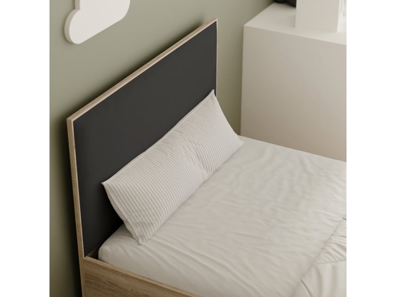  Lit coffre sashi - 90x200 cm - avec matelas - tissu velours - sonoma noir SASHI - Conforama D