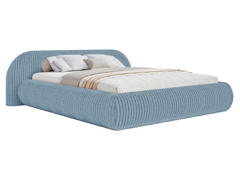  Selsey shels - lit rembourré - 200x200 cm - velours côtelé bleu Shels Low - Conforama A
