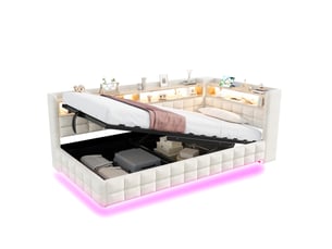 Lit coffre 90x200 cm HAVRYA   coloris beige