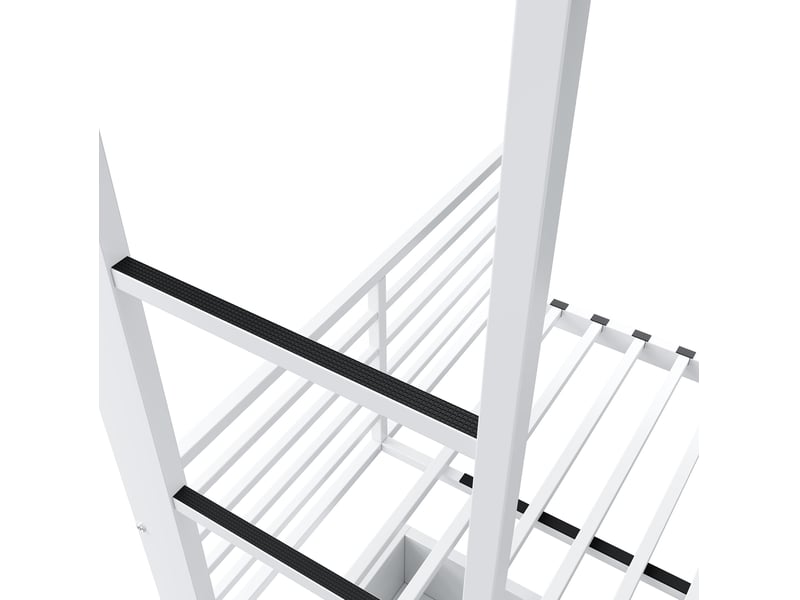  Lit superposé 90x200 cm avec bureau, led et tiroirs, en métal, blanc mat et noyer foncé  - Conforama E