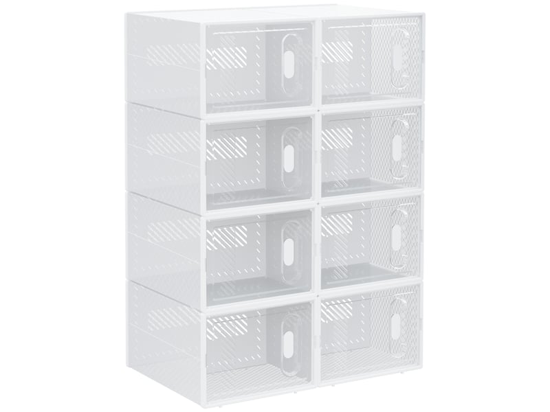  Lot de 8 boites cubes rangement à chaussures modulable avec portes transparentes - 25 x 35 x 19 cm  - Conforama A
