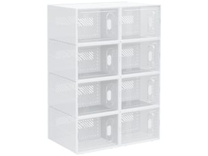 Lot de 8 boites cubes rangement à chaussures modulable avec portes transparentes - 25 x 35 x 19 cm