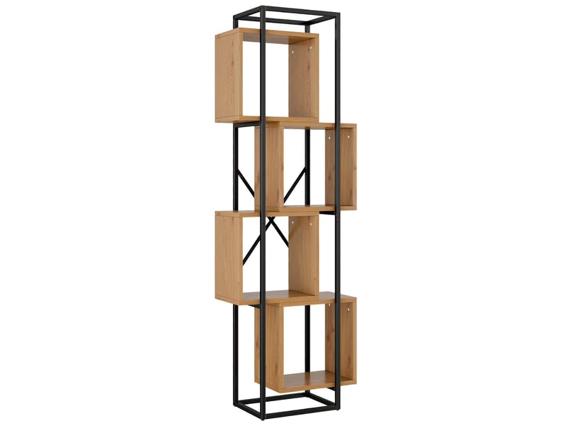  Étagère bibliothèque 4 compartiments en mdf et métal marron et noir 59x30x180 cm N880P427187O - Conforama B