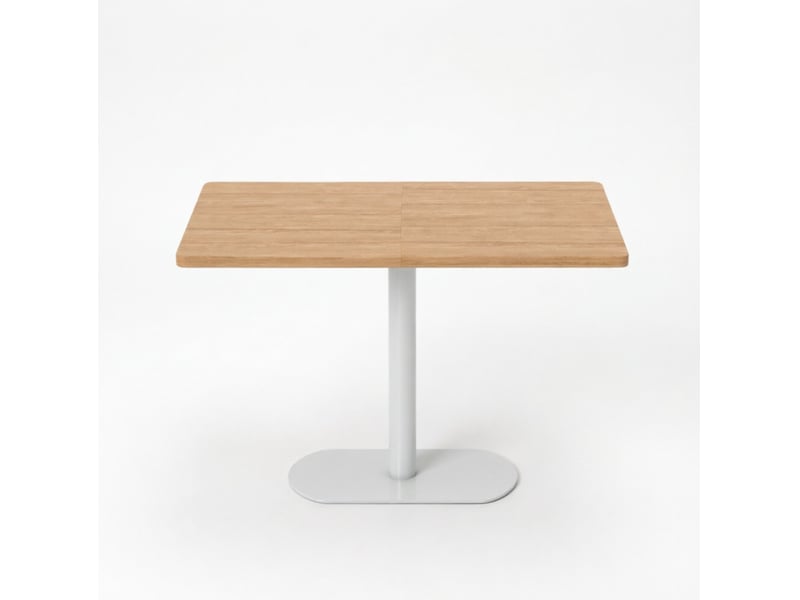  Table de salle à manger rectangulaire pour 6 personnes avec pied central, plateau chêne clair et blanc 120 × 70 × 75 cm  - Conforama A