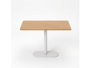 Table de salle à manger rectangulaire pour 6 personnes avec pied central, plateau chêne clair et blanc 120 × 70 × 75 cm