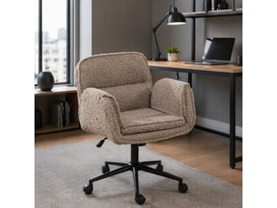 Fauteuil fixe pivotant <strong>MAISENTIEL</strong> <strong></strong> Tissu bouclette marron vendu A l'unité