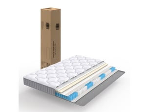 Matelas 90x200 cm <strong></strong> <strong></strong> Ressorts ensachés + mousse soutien Medium épaisseur 10 cm