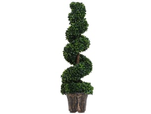 Buis artificiel spiralé 120 cm avec pot inclus, plante intérieure et extérieure, maison, bureau, salon, jardin, vert.