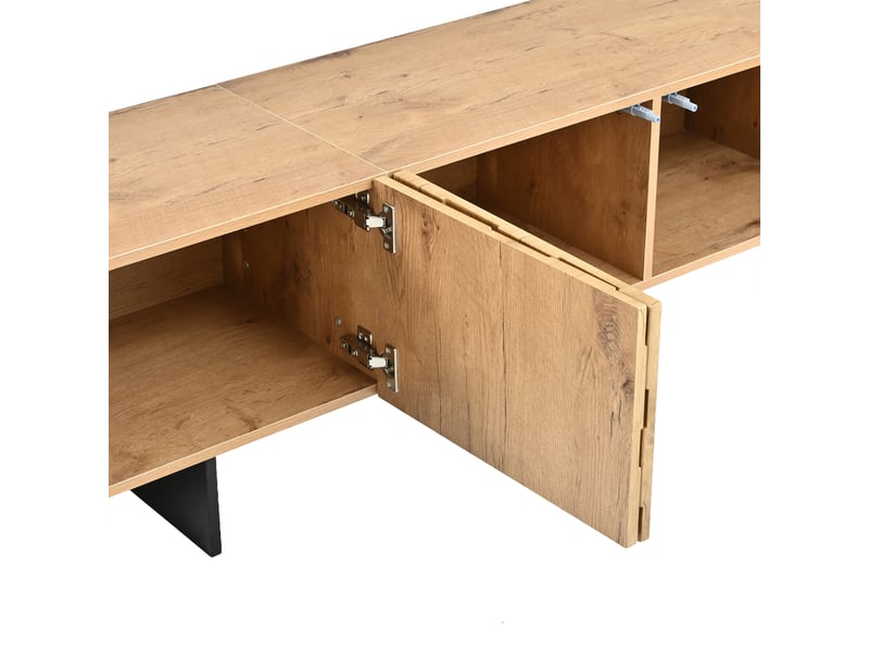  Meuble tv bas 180 cm, finition bois naturel, avec façades en relief  - Conforama E