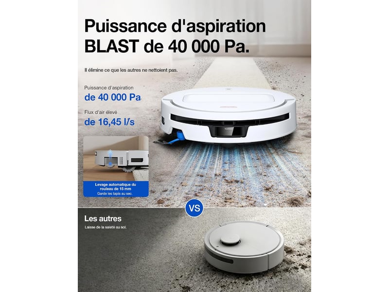 ECOVACS DEEBOT T90 Max Pro Omni Robot Aspirateur Laveur, 40000Pa, OZMO Roller 3.0, TruEdge 3.0 40kPa,Version Améliorée du T90 - Conforama D