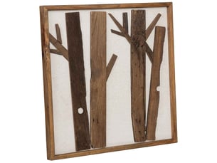 Tableau en bois recyclé fait main relief brun et blanc 62x4x62 cm h