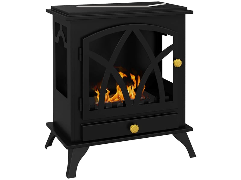 Cheminée à bioéthanol sur pied avec brûleur de 1,2 l et couvercle de 25 m², 45 x 28 x 54 cm, noire  - Conforama A