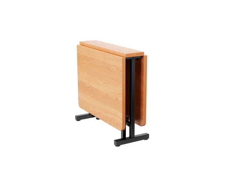  Table à manger 120lx80lx75hcm, table extensible, pliable et rangée, pied en métal, table rectangulaire, mdf, naturel  - Conforama R