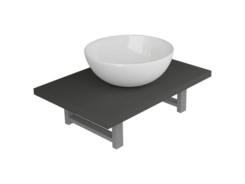 Meuble de salle de bain, armoire salle de bain en deux pièces céramique gris cf65442 - Conforama A