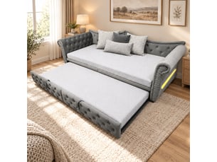 Lit banquette 90x200 cm <strong></strong>  <strong>CozyNest</strong> coloris gris
