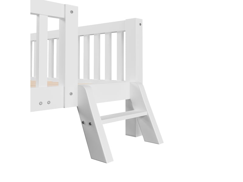  Lit enfant,140x200 cm,avec lit gigogne et rangement,mdf et pin,blanc  - Conforama E
