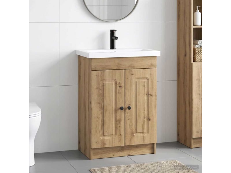 Ensemble de mobilier de salle de bain chêne artisanal shl2855 - Conforama B
