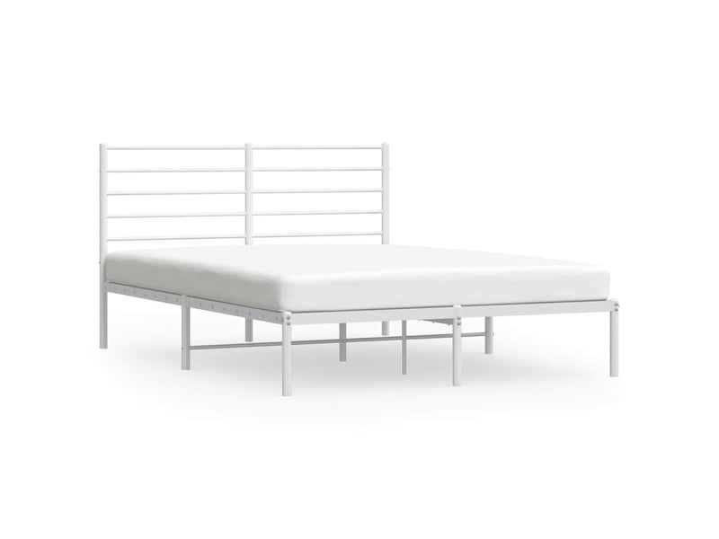  Lit double- lit adulte -  cadre de lit métal sans matelas et tête de lit blanc 120x190 cm  - Conforama A