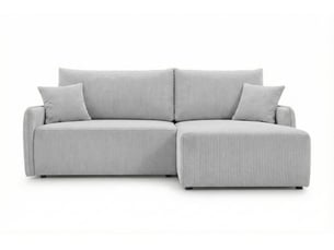 Canapé d'angle réversible convertible CASANOVA  3 places Velours côtelé Gris clair