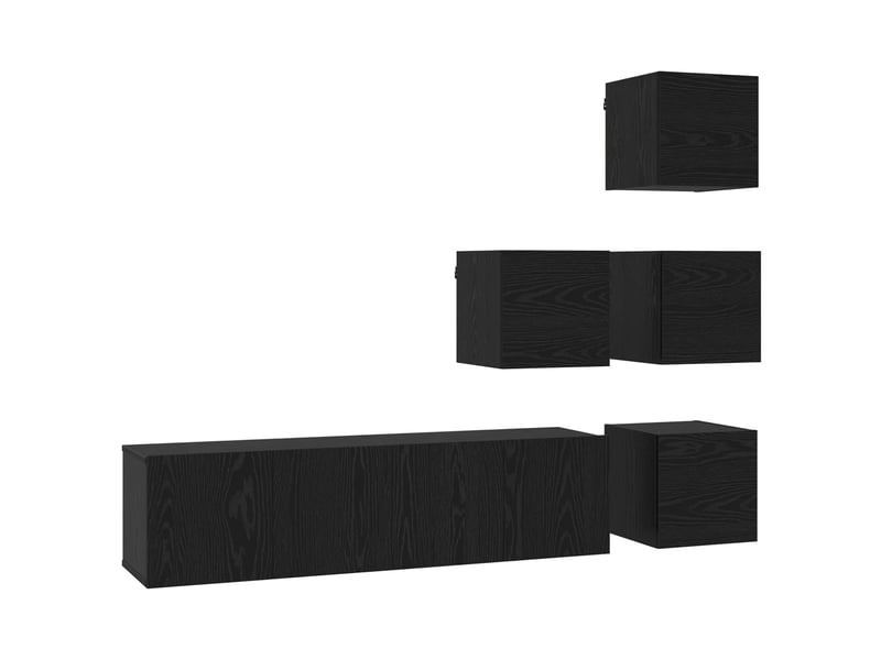  Ensemble meuble tv - banc tv - meuble de rangement 6 pcs chêne noir bois d'ingénierie  - Conforama A