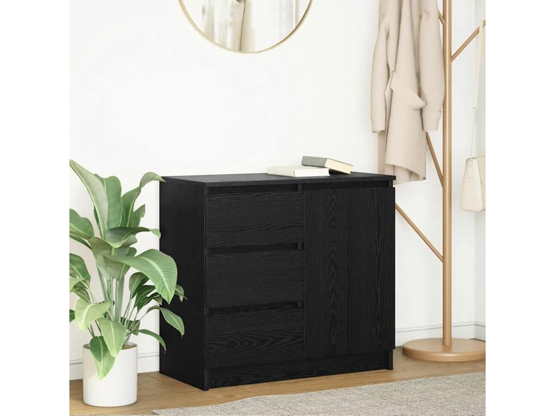  Buffet - bahut - meuble de rangement avec tiroir chêne noir 71x35x65 cm bois d'ingénierie  - Conforama B