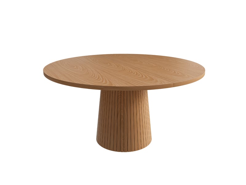 Table à manger ronde 110 cm, style campagne, plateau mdf, placage chêne - Conforama A