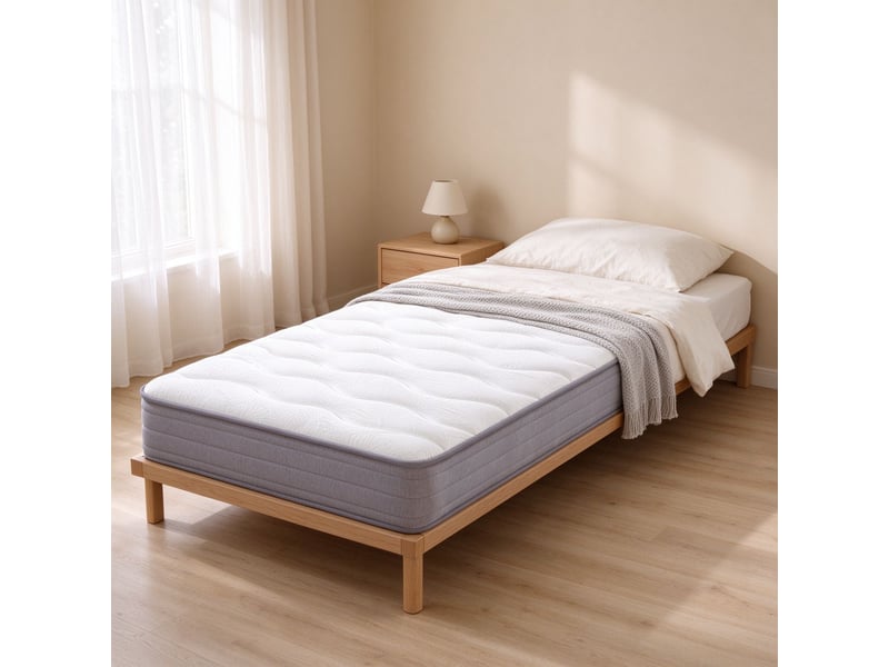 Matelas à ressorts 90x200 cm épaisseur 20 cm, fermeté h3, soutien ergonomique, livré roulé, tissu et métal, blanc  - Conforama B