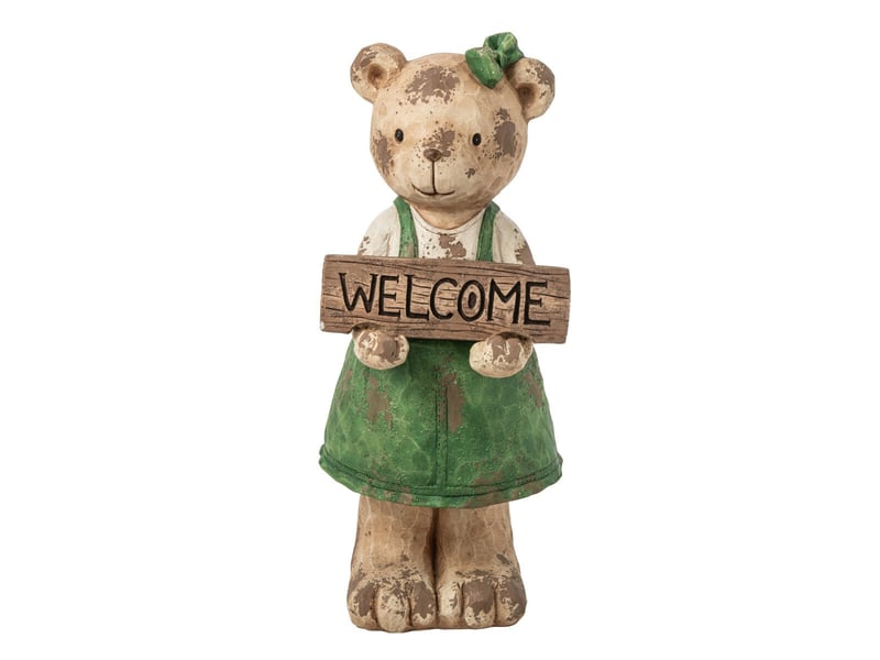  Statue déco ours bienvenue paulin 83cm vert  - Conforama A