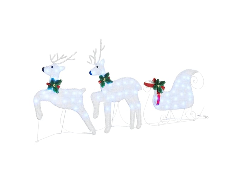  Lot de 5 rennes led, éclairage de noël, décoration de noël argenté 43 x 18 x 66 cm tissu cf62089  - Conforama E