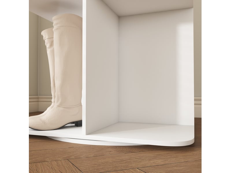 Meuble à chaussures rotatif 60 x 60 x 184 cm blanc pvc, 7 niveaux pour 28 paires et rangement gain de place - Conforama E
